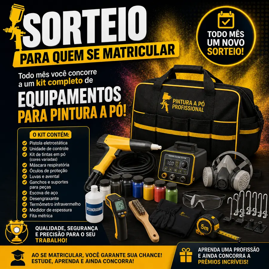 Sorteio mensal de kit para pintura a pó